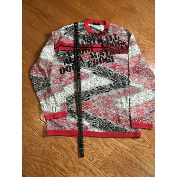 Vintage Coogi Sweater Australia Red Black Gray 3D Print Knit Crewneck Men’s 2XL - Picture 3 of 5